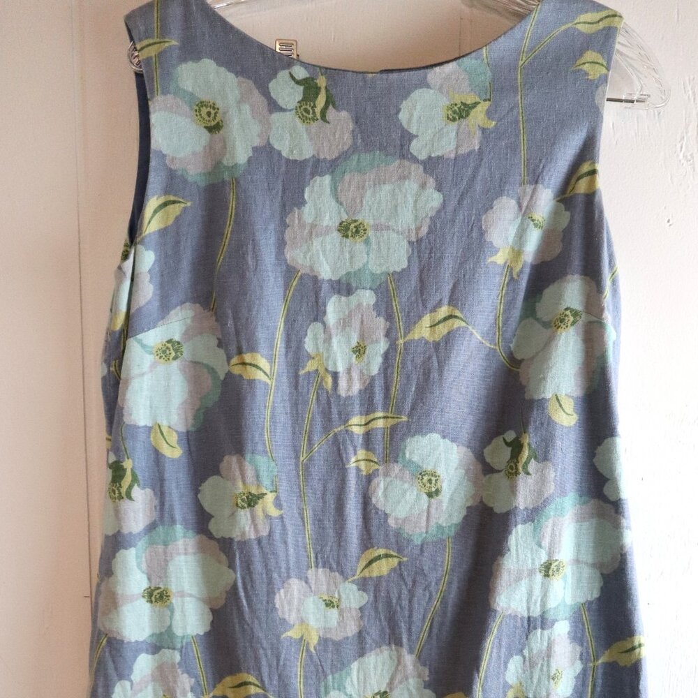 Womens Size 8 Blue Floral Shift Dress Handmade Cottagecore Trad Wife Sundress